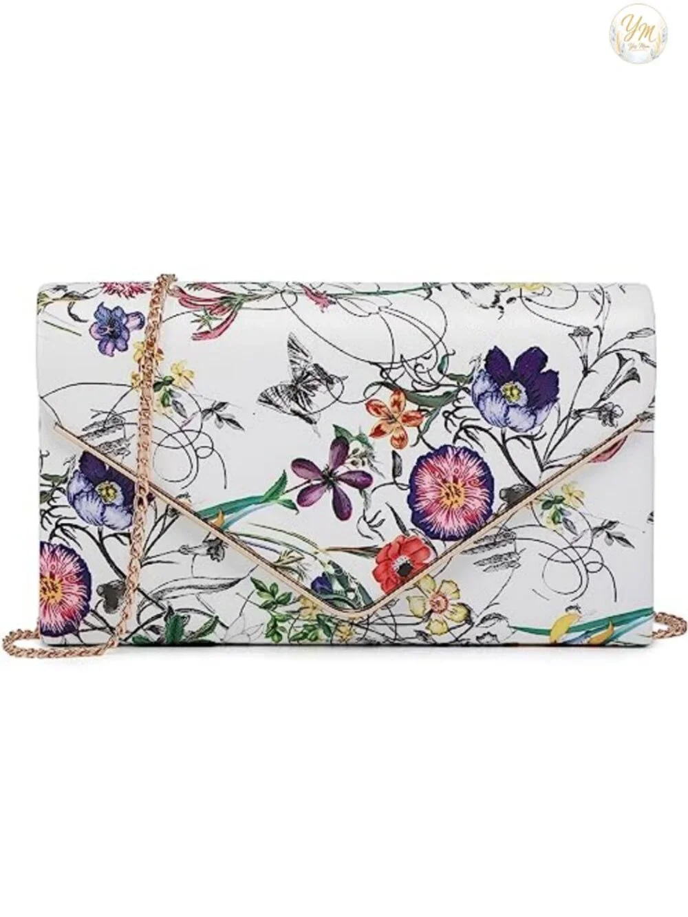 Faux Suede Evening Clutch Bag with Removable Chain Strap, Magnetic Snap Closure
